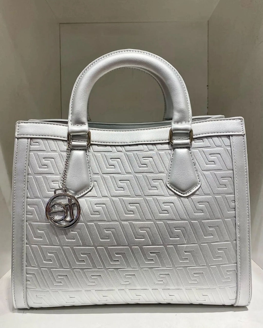 Elegant Handväska i Präglat Mönster