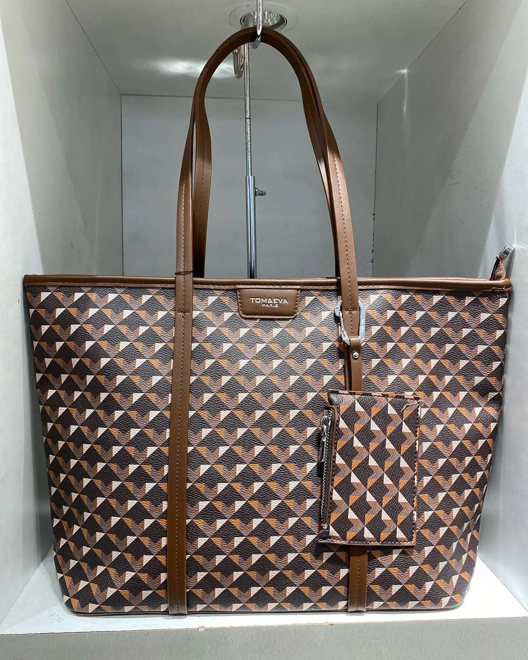 TOM & EVA – Geometrisk Shopper Tote med Avtagbar Necessär