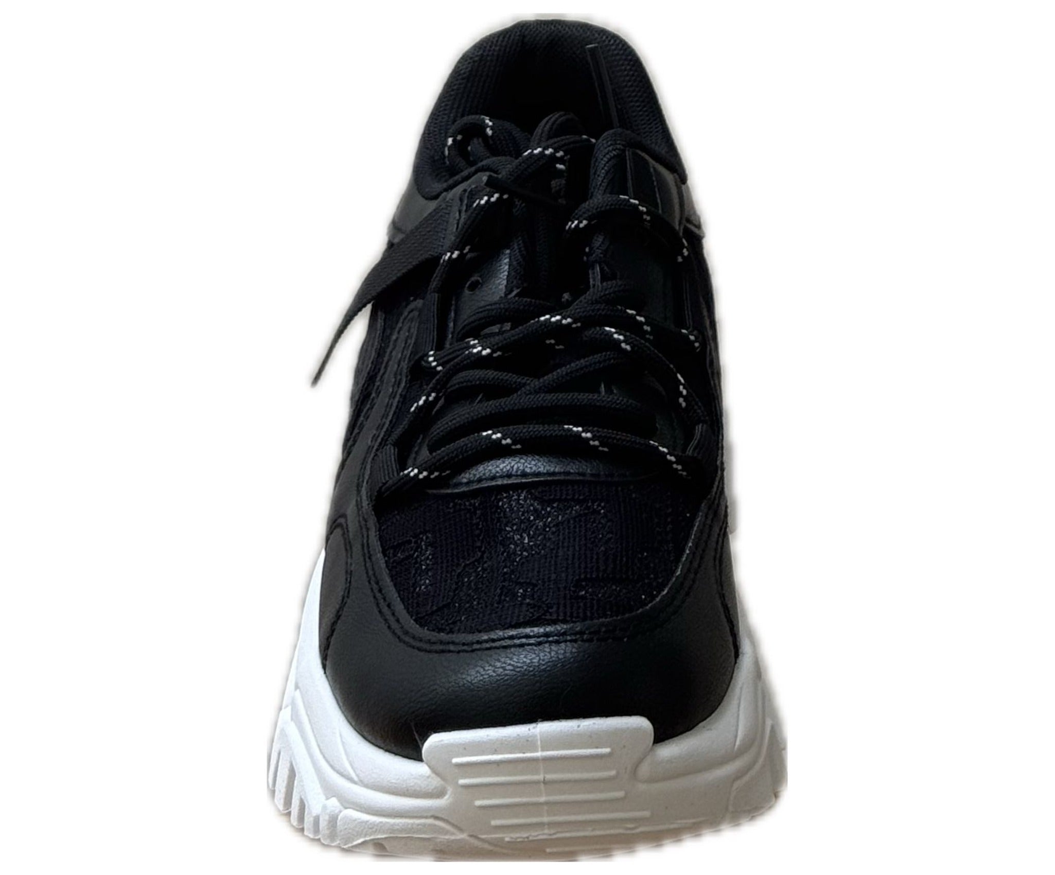 Chunky Sneakers Dam – Svarta & Vita Damskor med Silverdetalj | Trendiga Vardagsskor