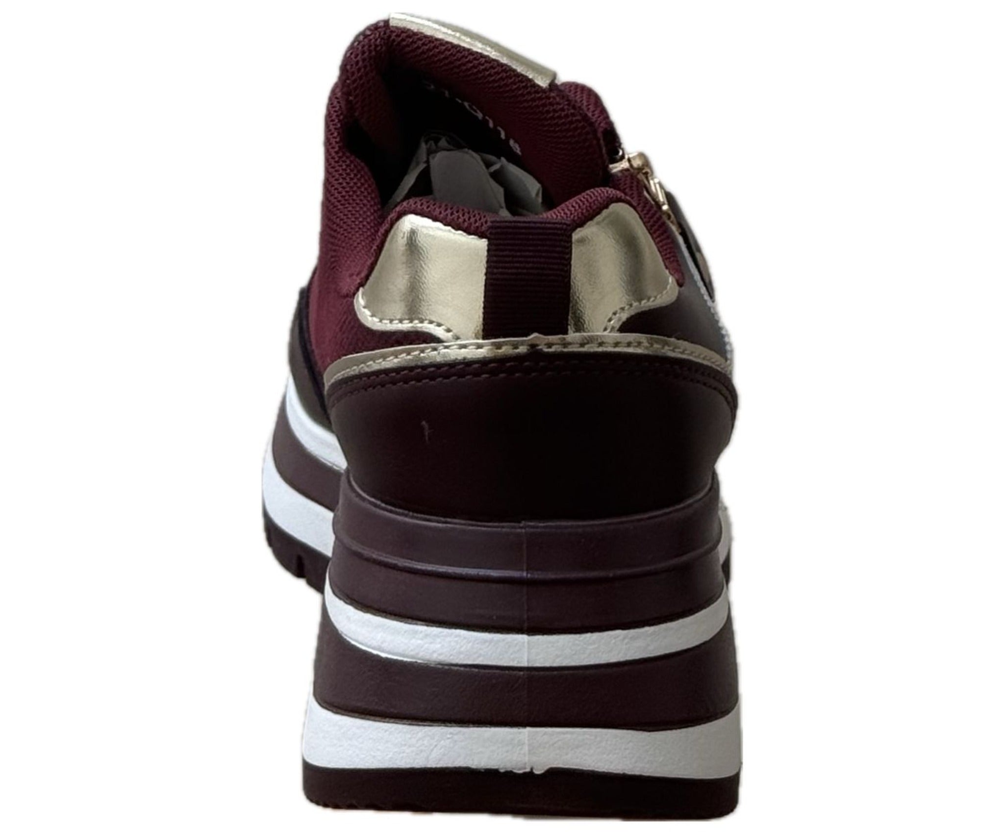 Chunky Sneakers med Guldiga Detaljer & Ormmönster – Beige eller Vinröd