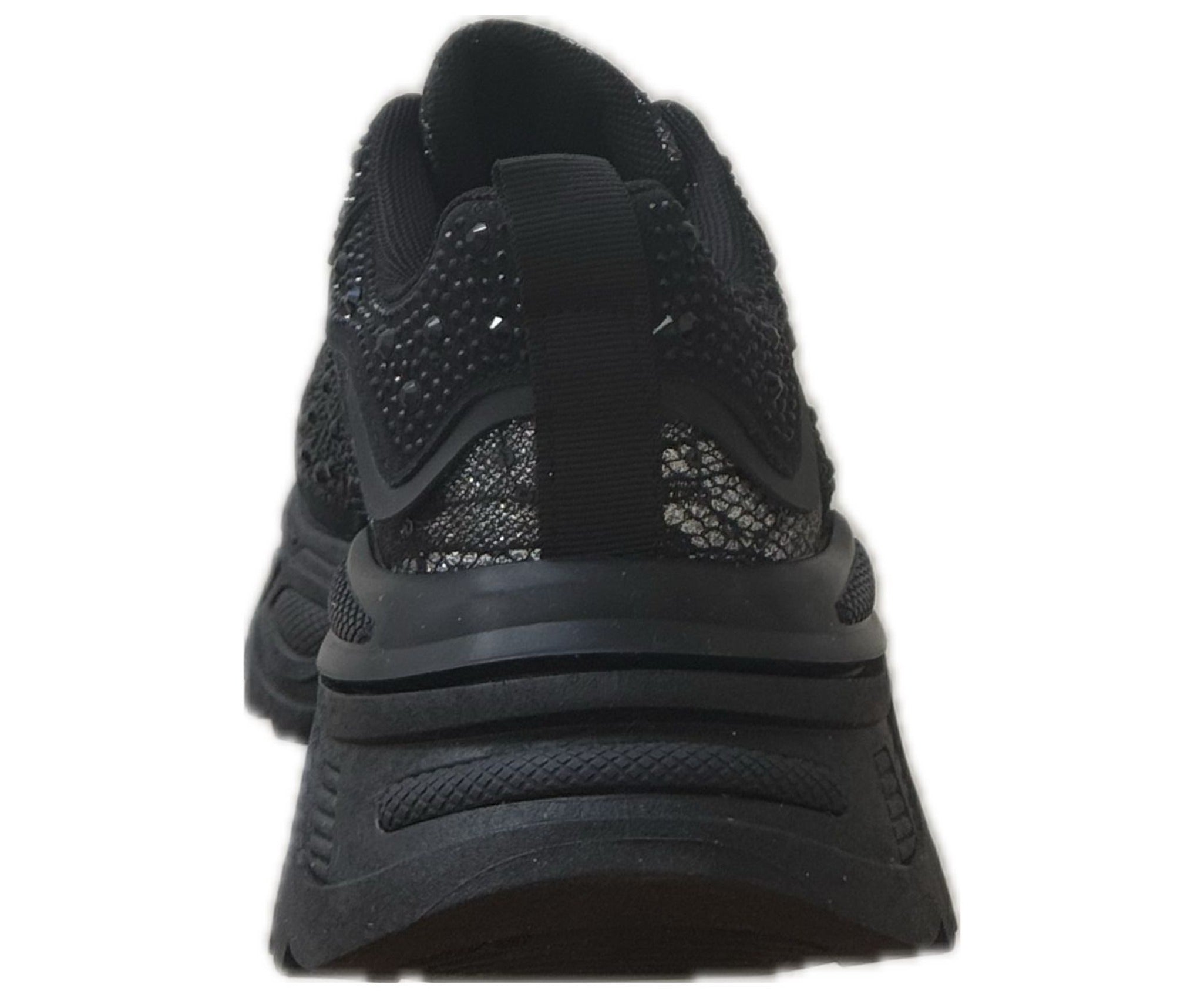 Chunky Sneakers Dam med Strass & Spets – vit, Svart & Multicolor